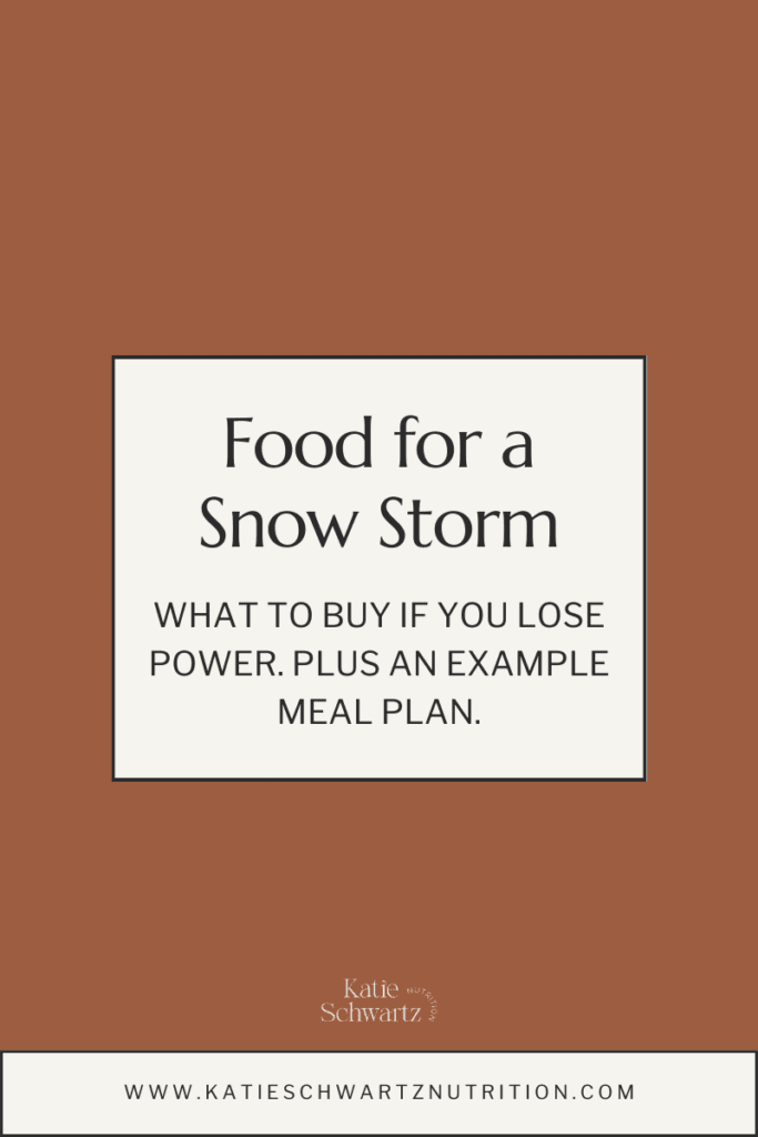 Food for a snow storm with no power, including what to buy and an example no power meal plan